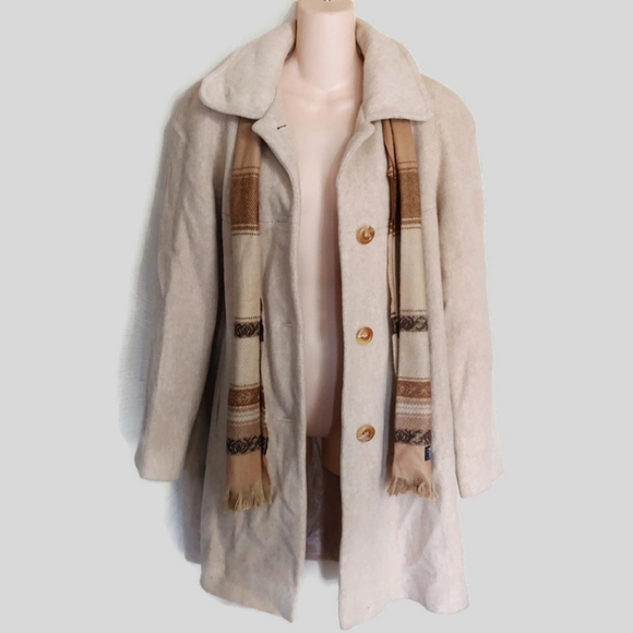 Vintage Alorna Wool Light Tan Peacoat Size Women's Medium - Picture 2 of 9